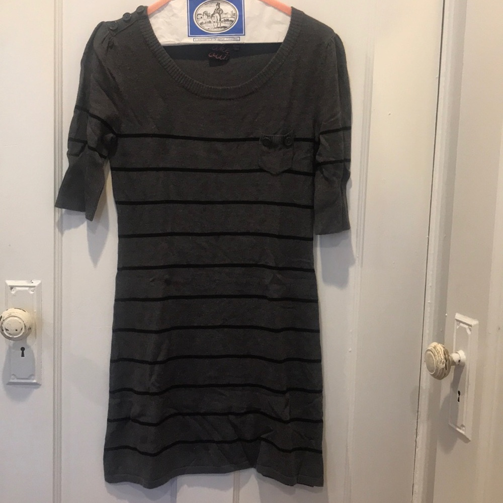 Grey striped sweater dress